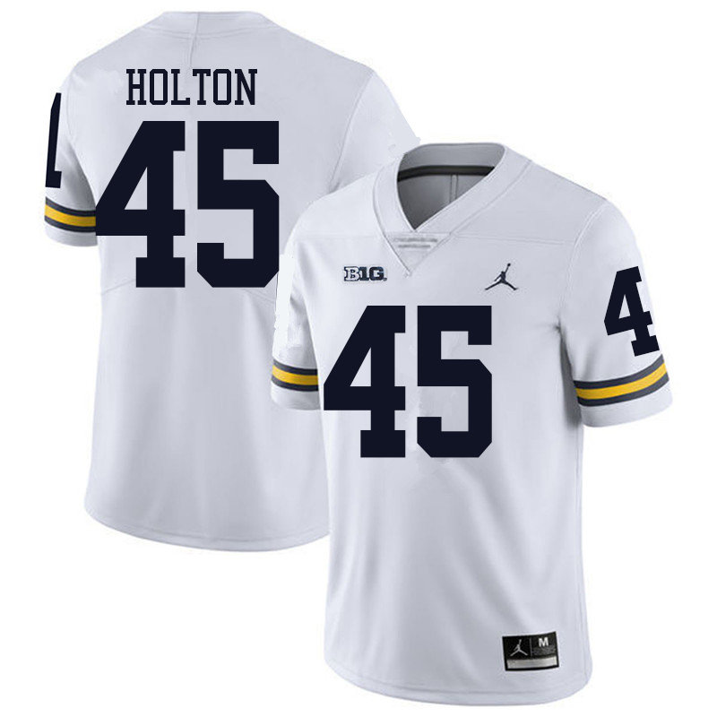 Jordan Brand Men #45 William Holton Michigan Wolverines College Football Jerseys Sale-White